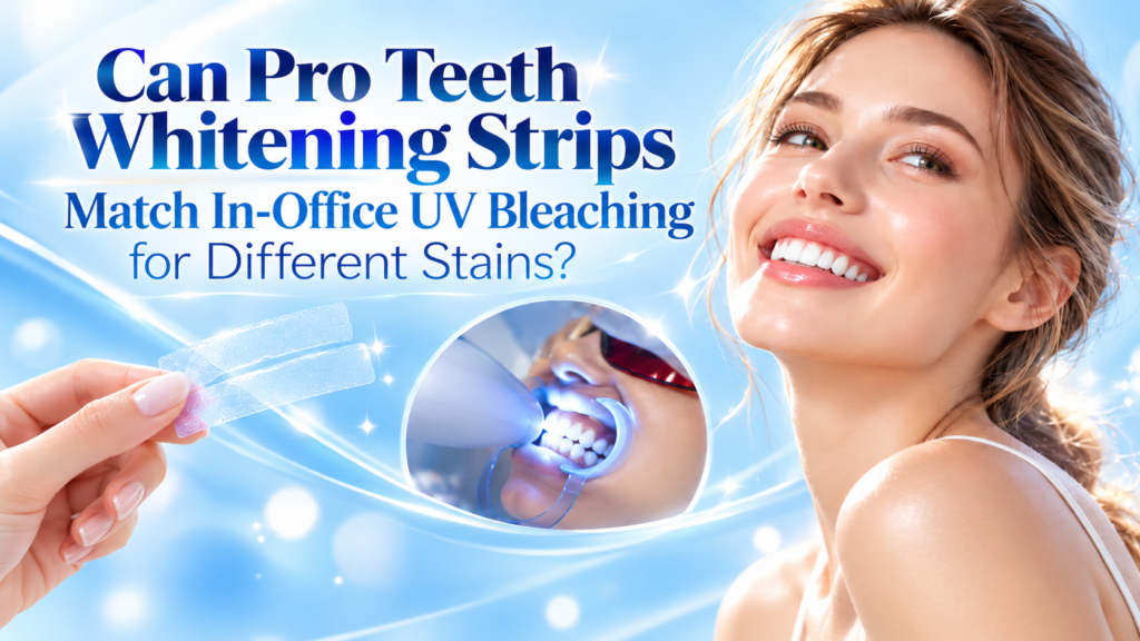 Can Pro Teeth Whitening Strips Match In-Office UV Bleaching for Different Stains? 2 pro teeth whitening strips